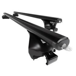 Aluminiowy bagażnik dachowy do Volvo XC60 II SUV (2017-....) - czarne belki dachowe z uchwytem - Amos - Boss - Aero - reling zintegrowany