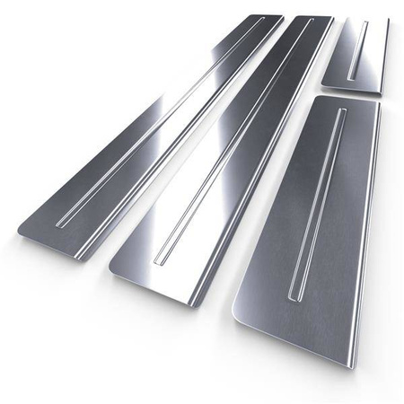 Stalowe nakładki na progi do Dodge Caliber Hatchback (5 drzwi) - (2005-2011) - Croni - Long Line - srebrny (mat)