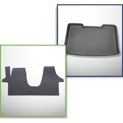 Zestaw: dywaniki gumowe + mata do bagażnika do Volkswagen Caravelle T5 Van (2003-05.2015) - Cool liner - krótki rozstaw osi; za trzeci rząd siedzeń