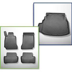 Zestaw: dywaniki TPE + mata do bagażnika do Mercedes-Benz Klasa C W204 Limuzyna (04.2007-02.2014) - Aristar - Guardliner - tylne siedzenia nie rozkładane
