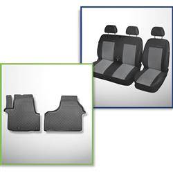 Zestaw: dywaniki TPE + pokrowce szyte na miarę do Opel Vivaro II BUS Furgon (09.2014-02.2019) - Elegance P-2 - wersja krótka i długa; furgon, osobowo - dostawczy, osobowy; tylko przednie fotele