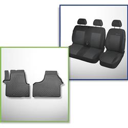 Zestaw: dywaniki TPE + pokrowce szyte na miarę do Opel Vivaro II BUS Furgon (09.2014-02.2019) - Elegance P-3 - wersja krótka i długa; furgon, osobowo - dostawczy, osobowy; tylko przednie fotele