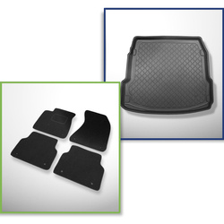 Zestaw: dywaniki filcowe + mata do bagażnika do Audi A8 D4 (10.2013-10.2017) - wersja długa; z kołem zapasowym = płaski bagażnik; także do wersji Quattro