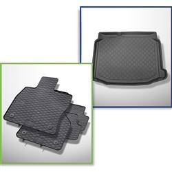 Zestaw: dywaniki gumowe + mata do bagażnika do Seat Leon III 5F Hatchback (2013-03.2020) - Guardliner - dolny bagażnik; bez podwójnej podłogi bagażnika
