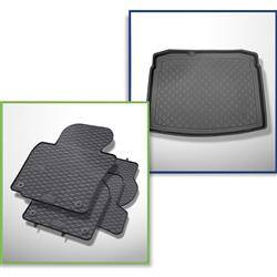 Zestaw: dywaniki gumowe + mata do bagażnika do Volkswagen Golf VI Hatchback (09.2008-09.2012) - Guardliner - z dojazdowym kołem zapasowym lub zestawem naprawczym