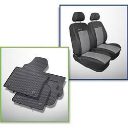 Zestaw: dywaniki gumowe + pokrowce szyte na miarę do Volkswagen Caddy III Cargo (2004-2015) - Elegance - tylko przednie fotele