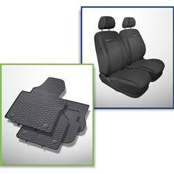Zestaw: dywaniki gumowe + pokrowce szyte na miarę do Volkswagen Caddy III Cargo (2004-2015) - Elegance - tylko przednie fotele