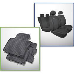 Zestaw: dywaniki gumowe + pokrowce szyte na miarę do Volkswagen Golf VI Hatchback, Kabriolet, Variant (2008-2012) - Elegance - drugi rząd - oparcie dzielone, bez pokrowca na tylny podłokietnik