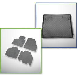 Zestaw: dywaniki welurowe + mata do bagażnika do Mercedes-Benz Citan W415 (10.2012-08.2021) - 5 miejsc; rozstaw osi 2.697 mm