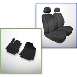 Zestaw: dywaniki welurowe + pokrowce szyte na miarę do Citroen Berlingo II Van (2008-2018) – Elegance P-1 - tylko przednie fotele - dwa pojedyncze