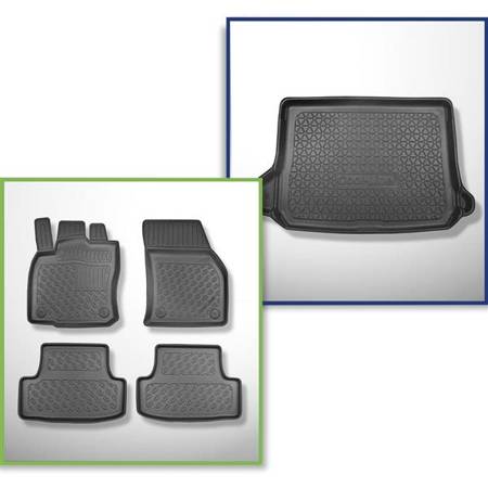 Zestaw: dywaniki TPE + mata do bagażnika do Audi Q2 GA SUV (10.2016-....) - Aristar - Cool liner - na ruchomą podłogę bagażnika w pozycji górnej (równy próg załadowczy); wnęki usuwalne