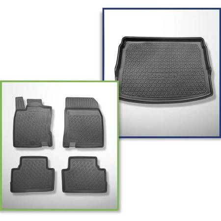 Zestaw: dywaniki TPE + mata do bagażnika do Nissan Qashqai II Crossover (02.2014-05.2021) - Aristar - Cool liner - górny bagażnik; modele z ruchomą podłogą bagażnika