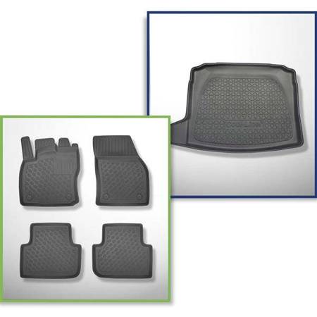 Zestaw: dywaniki TPE + mata do bagażnika do Volkswagen Tiguan II SUV (05.2016-....) - Aristar - Cool liner - dolny bagażnik; modele bez ruchomej podłogi bagażnika; nie do wersji eHybrid