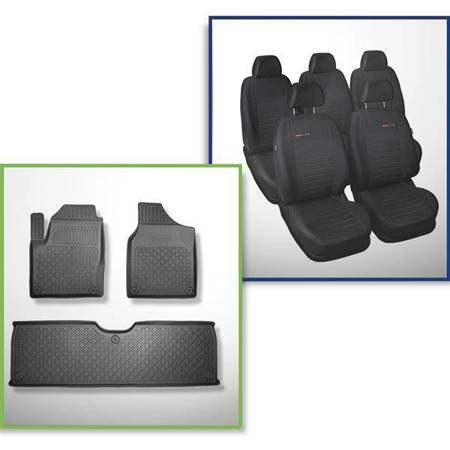 Zestaw: dywaniki TPE + pokrowce szyte na miarę do Ford Galaxy I, II Minivan (1995-05.2006) - Elegance P-4 - 5 miejsc; bez trzeciego rzędu
