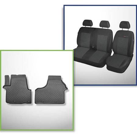 Zestaw: dywaniki TPE + pokrowce szyte na miarę do Opel Vivaro II BUS Furgon (09.2014-02.2019) - Elegance P-1 - wersja krótka i długa; furgon, osobowo - dostawczy, osobowy; tylko przednie fotele