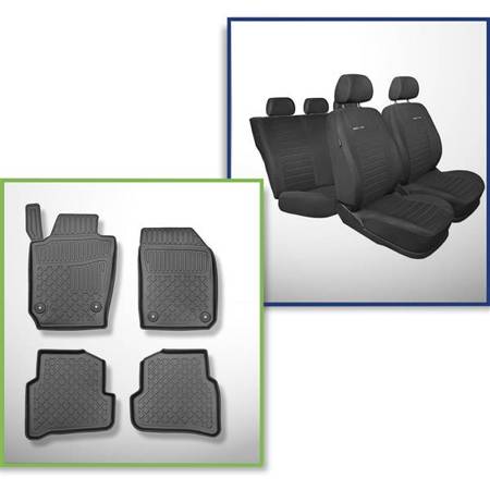 Zestaw: dywaniki TPE + pokrowce szyte na miarę do Skoda Fabia III Hatchback (11.2014-08.2021) - Elegance P-4 - drugi rząd - siedzisko i oparcie dzielone