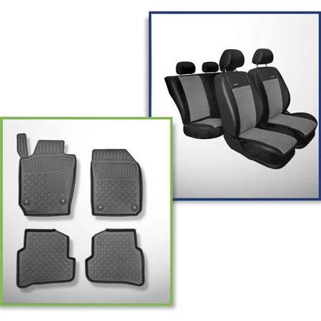 Zestaw: dywaniki TPE + pokrowce szyte na miarę do Skoda Fabia III Hatchback (11.2014-08.2021) - Premium - drugi rząd - oparcie dzielone