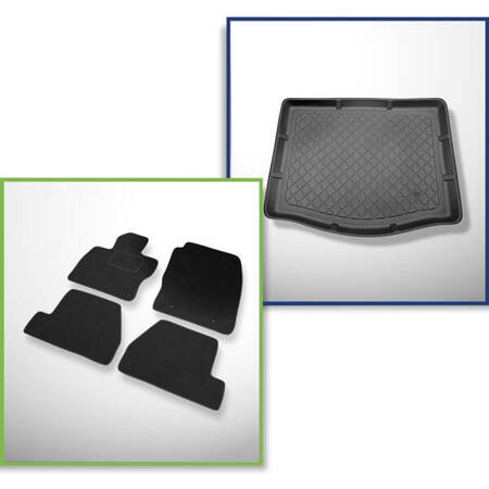 Zestaw: dywaniki filcowe + mata do bagażnika do Ford Focus III (03.2011-08.2018) - z dojazdowym kołem zapasowym lub zestawem naprawczym