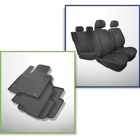 Zestaw: dywaniki gumowe + pokrowce szyte na miarę do Fiat Panda III Hatchback (2012-....) - Elegance - 4 osobowy