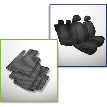 Zestaw: dywaniki gumowe + pokrowce szyte na miarę do Fiat Panda III Hatchback (2012-....) - Practic - 4 osobowy