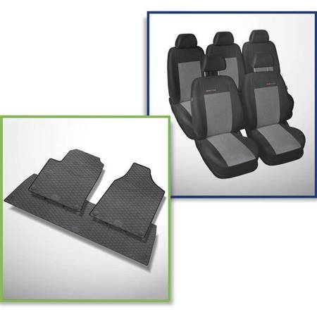 Zestaw: dywaniki gumowe + pokrowce szyte na miarę do Ford Galaxy I, II Minivan (1995-2006) - Elegance - 5 foteli