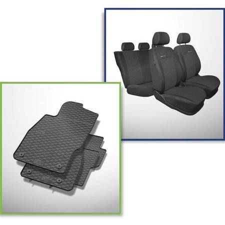 Zestaw: dywaniki gumowe + pokrowce szyte na miarę do Opel Corsa E Hatchback (2014-2019) - Elegance - drugi rząd - kanapa cała