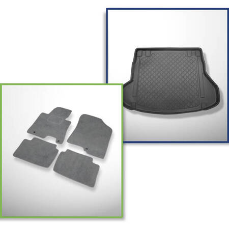 Zestaw: dywaniki welurowe + mata do bagażnika do Kia Ceed II (09.2012-08.2018) - także do modeli z szynami mocującymi